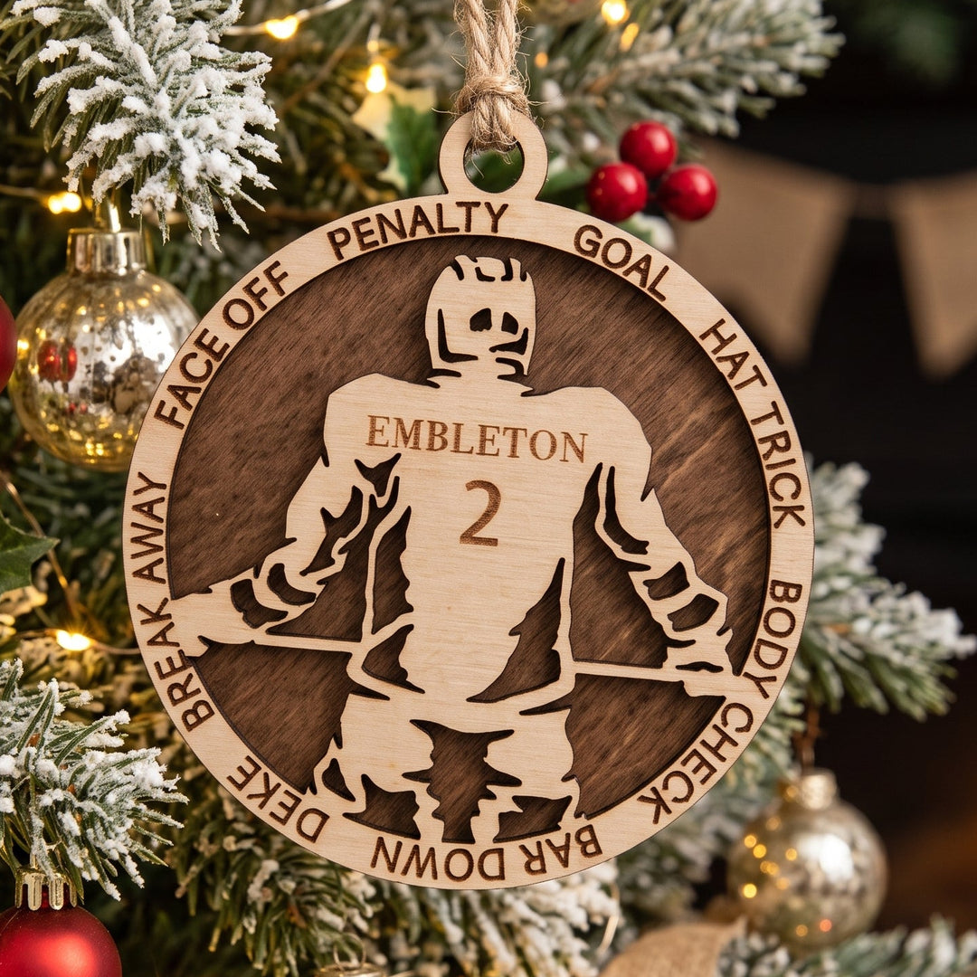 Personalized Hockey Player Ornament | Name &amp; Jersey Number