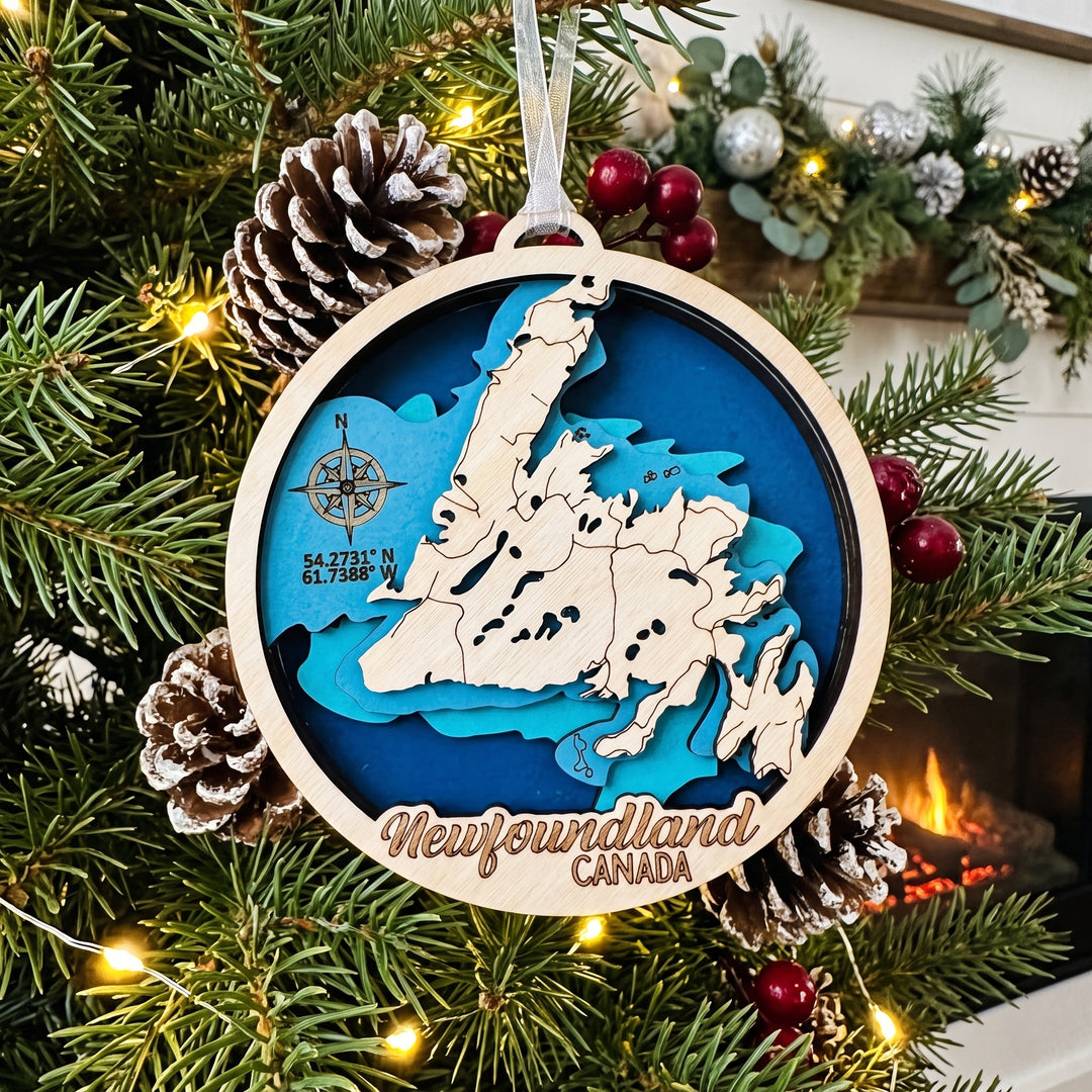 Newfoundland Pride Layered Ornament - Laser-Cut Provincial Ornament