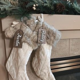 Stocking name tags - custom wooden christmas stocking name tags