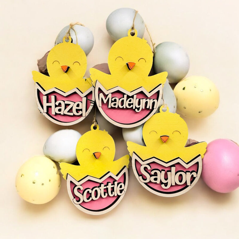 Personalized Easter Chick Name Tag – Custom Laser Cut