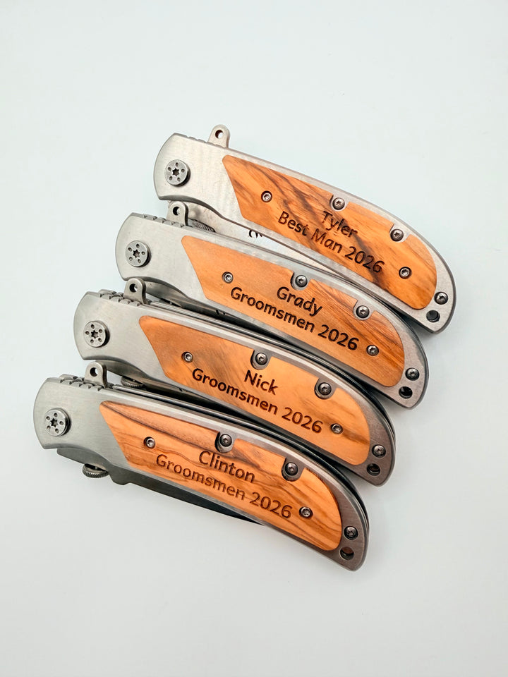 Custom laser engraved pocket tool for outdoor and hunting needs