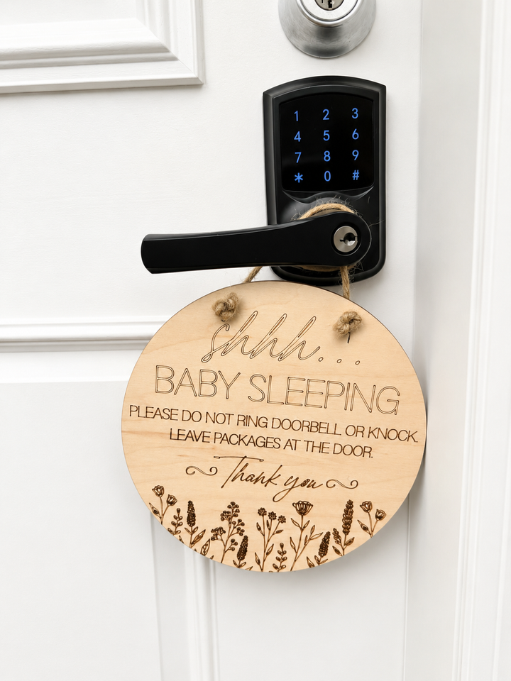 Sleeping baby doorbell sign