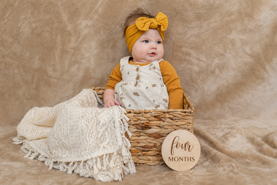 Wooden monthly milestones set for baby photos and gifts