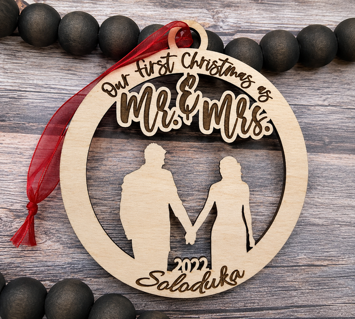 Personalized ornament for couples first christmas or anniversary decor
