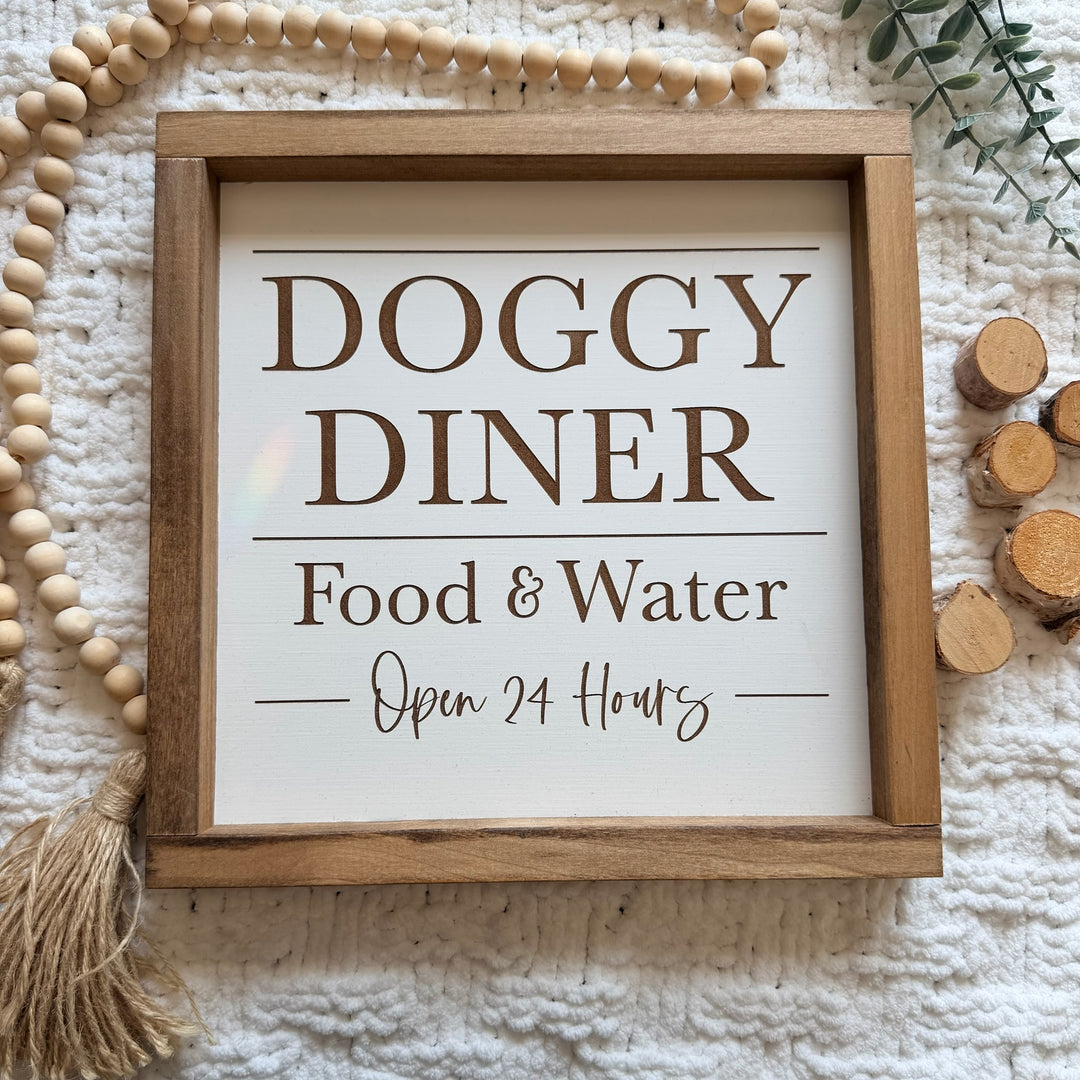 Doggy Dinner Farmhouse Sign 12"x12"