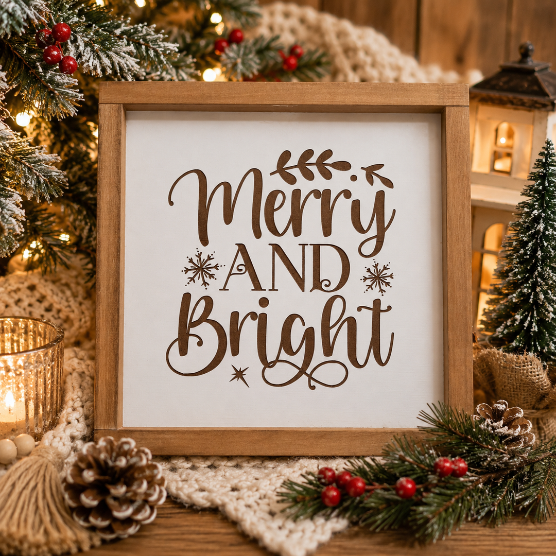 Merry and Bright Christmas Sign