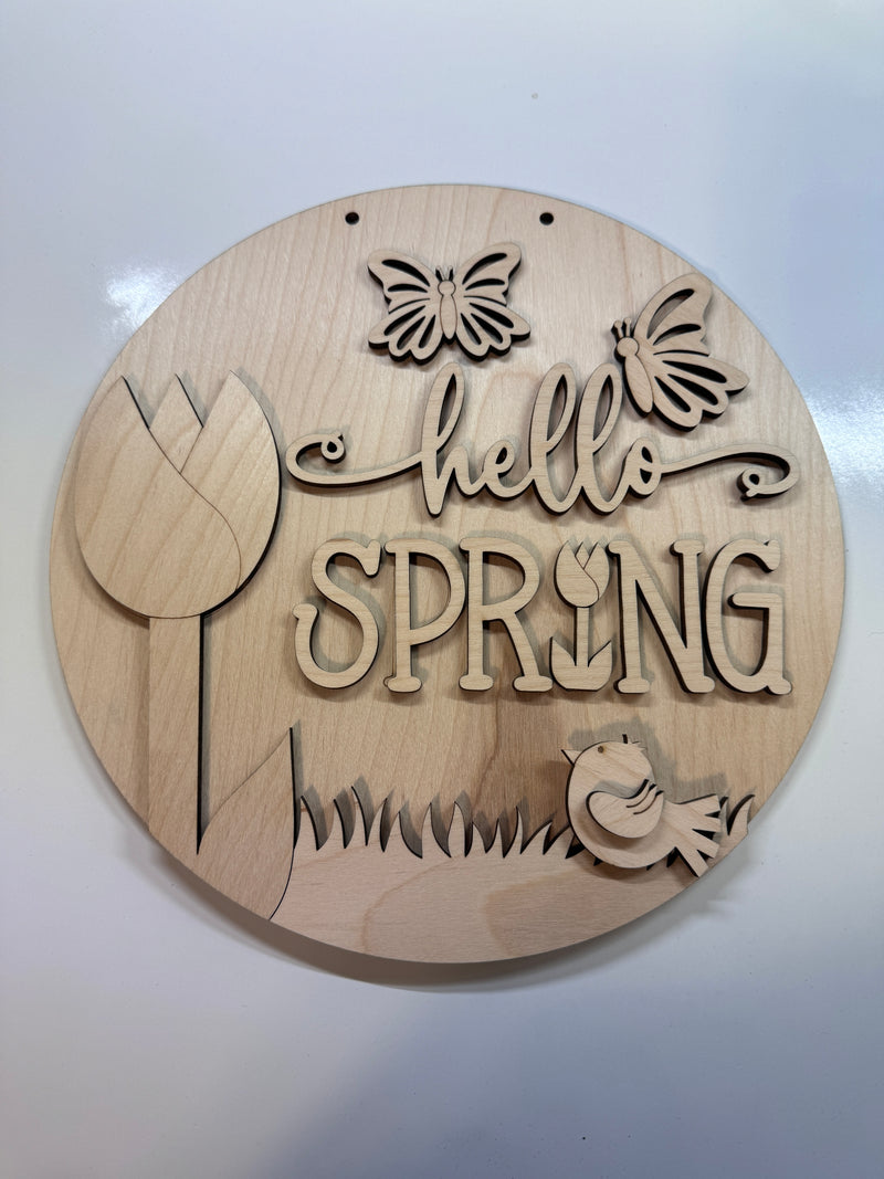 DIY Hello Spring Paint Kit -  Craft Blank 11.75"