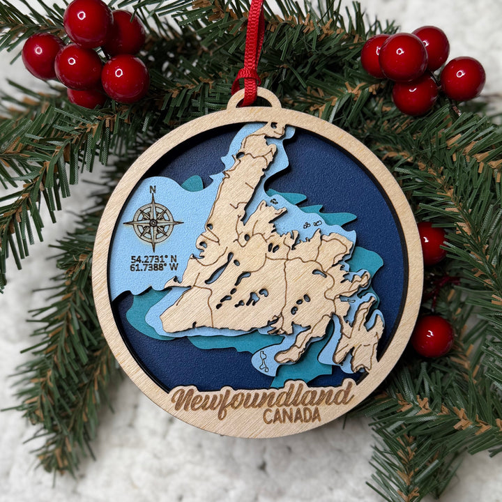 Newfoundland Pride Layered Ornament - Laser-Cut Provincial Ornament