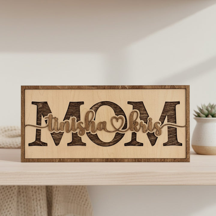 3D Layered Personalized Family Sign — Custom Title &amp; Children&