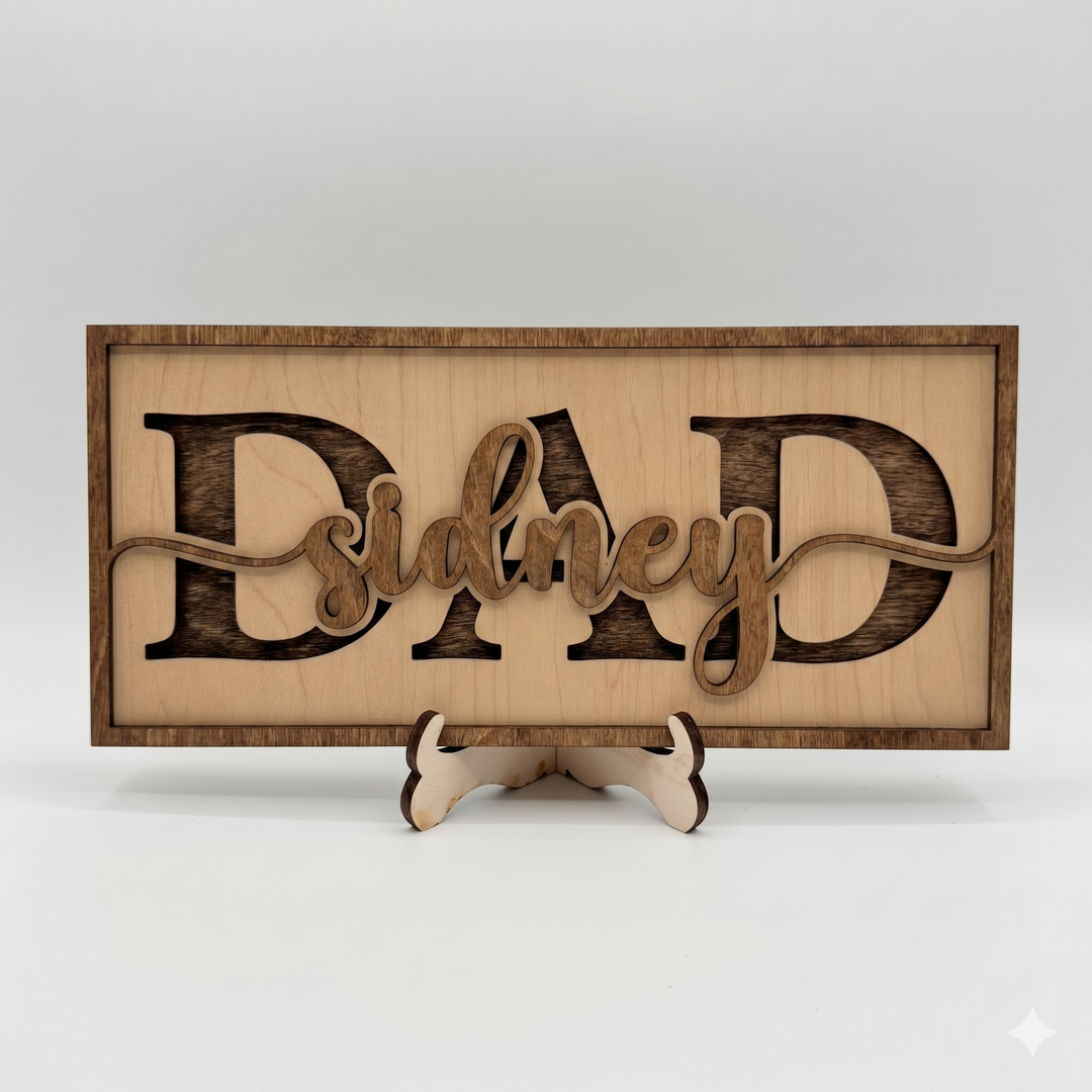 3D Layered Personalized Father’s Day Sign — Custom Title &amp; Children&