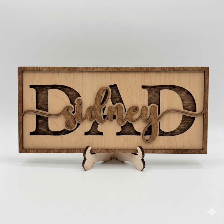 3D Layered Personalized Father’s Day Sign — Custom Title &amp; Children&