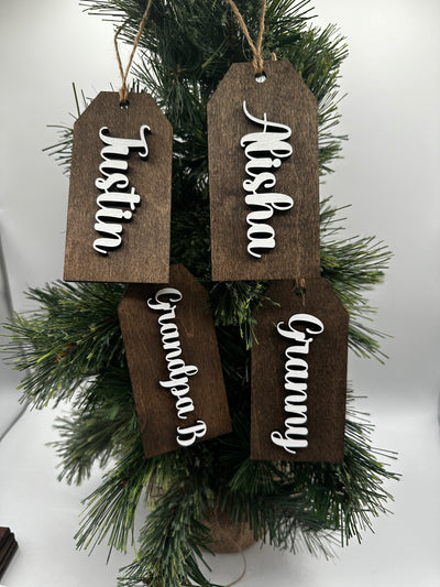 Stocking name tags - custom wooden christmas stocking name tags