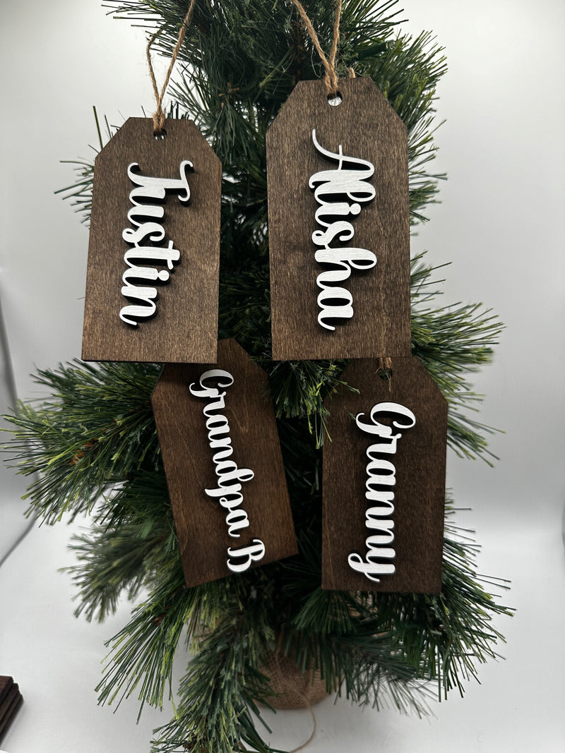 Stocking name tags - custom wooden christmas stocking name tags