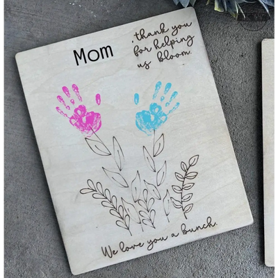 Mother’s day handprint wood bouquet keepsake 3d laser cut,