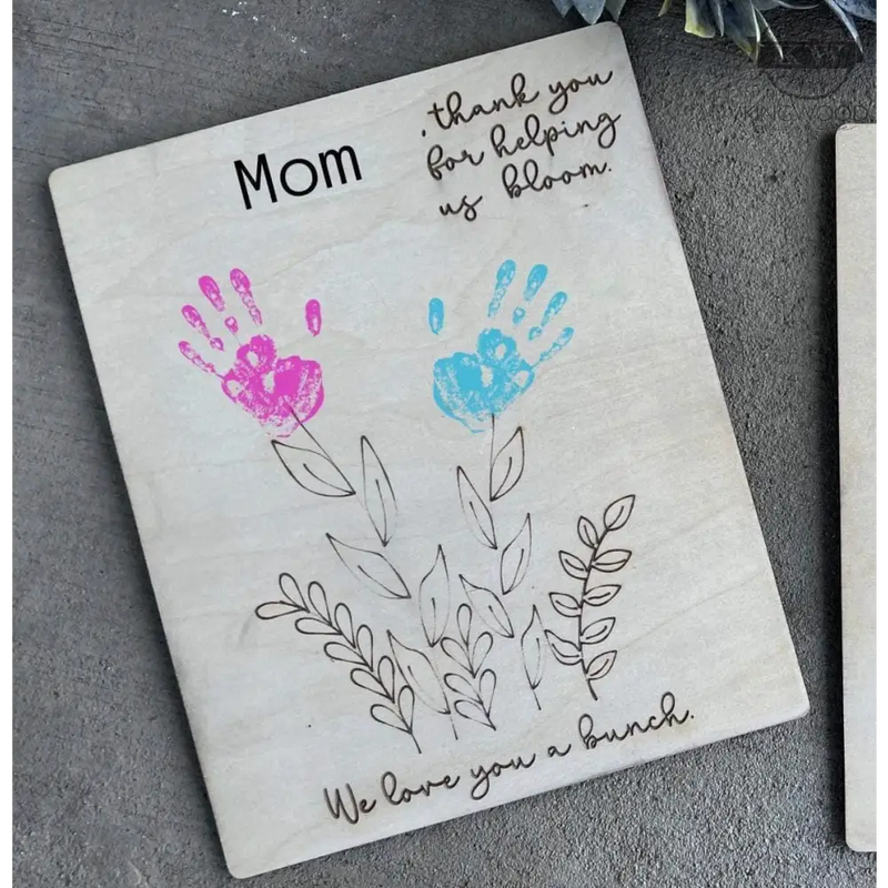Mother’s day handprint wood bouquet keepsake 3d laser cut,