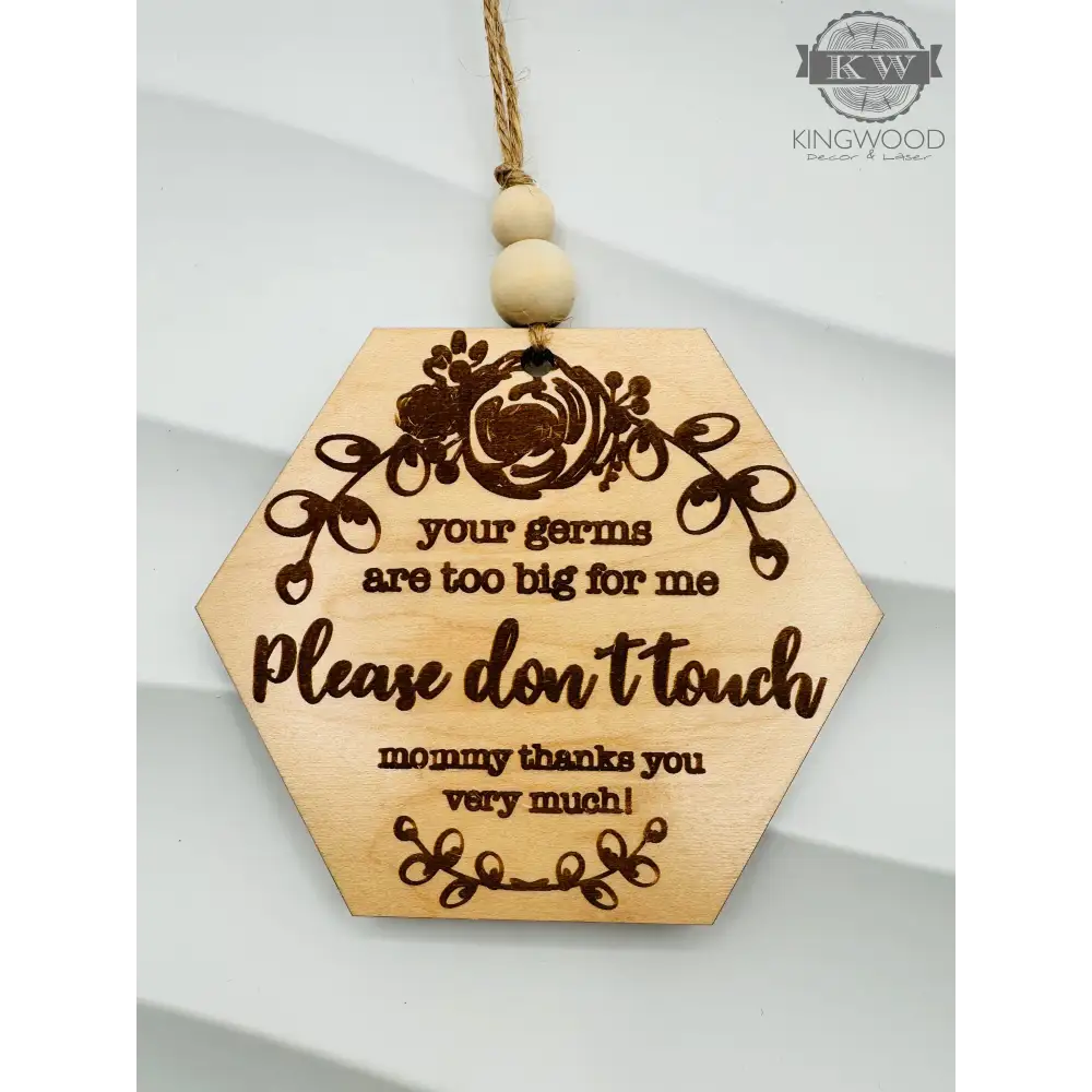 Baby carseat sign for germ protection and safety accessory,