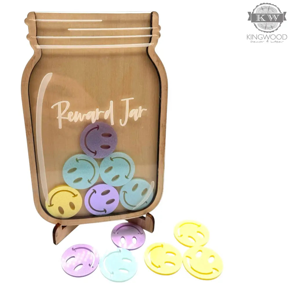 Baby and toddler reward jar set with tokens stand 3d laser