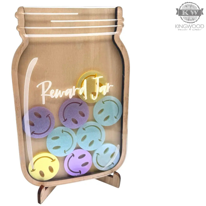 Baby and toddler reward jar set with tokens stand 3d laser