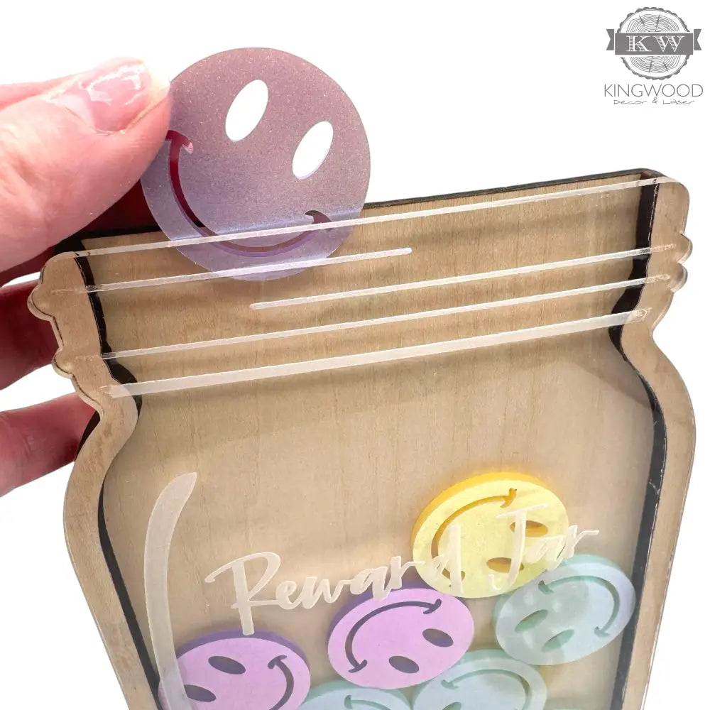 Baby and toddler reward jar set with tokens stand 3d laser