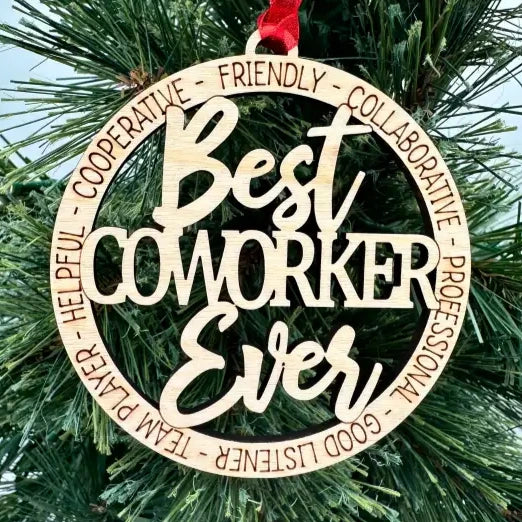 Best coworker engraved maple wood christmas ornament decor