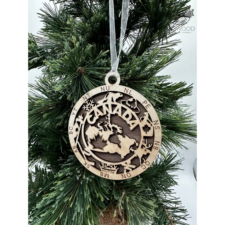 Wooden Canadian provincial Christmas ornament for provincial Christmas decor collection
