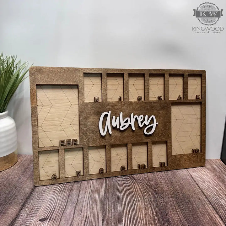 Customizable wooden school photo frame for lasting memories