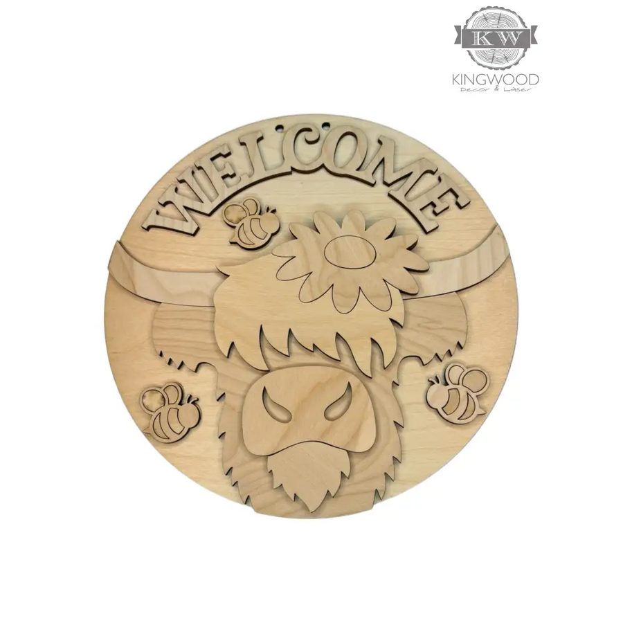 Diy highland cow sign craft kit for home decor 3d laser