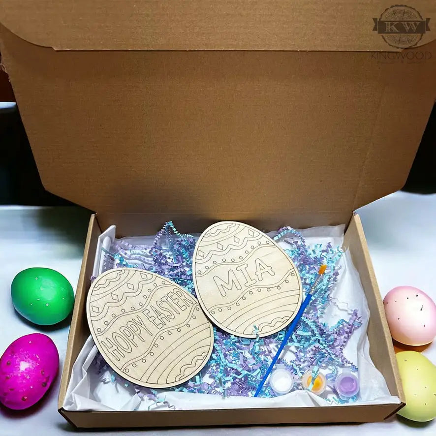 Easter personalized paint craft kit with engraved egg