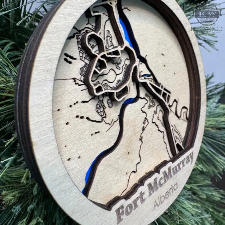 Fort mcmurray 3d map ornament decor 3d laser cut, words,