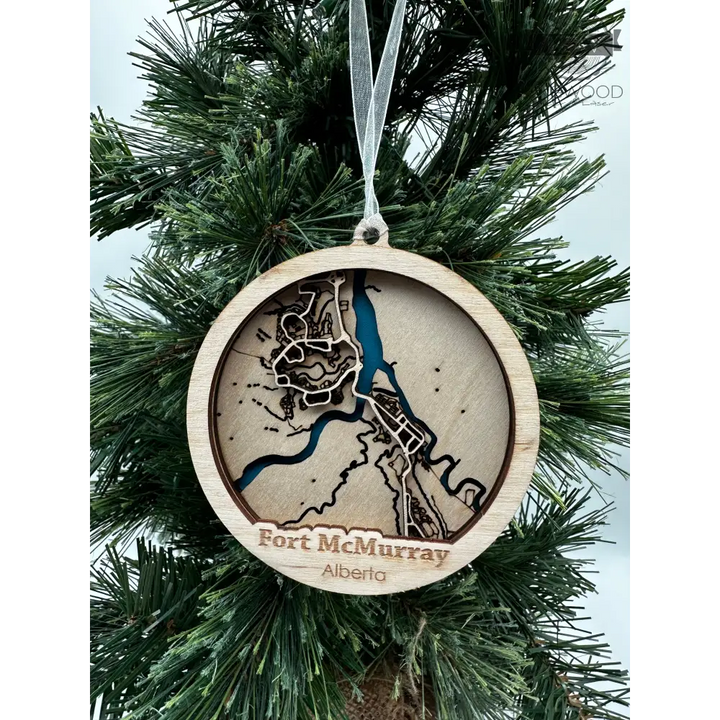 Fort mcmurray 3d map ornament decor 3d laser cut, words,