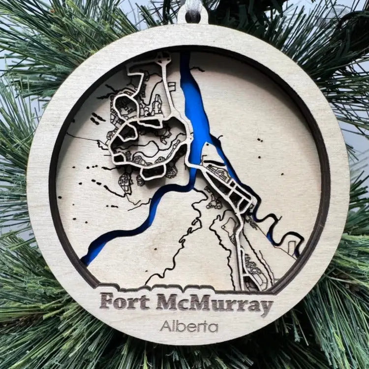 Fort mcmurray 3d map ornament decor 3d laser cut, words,