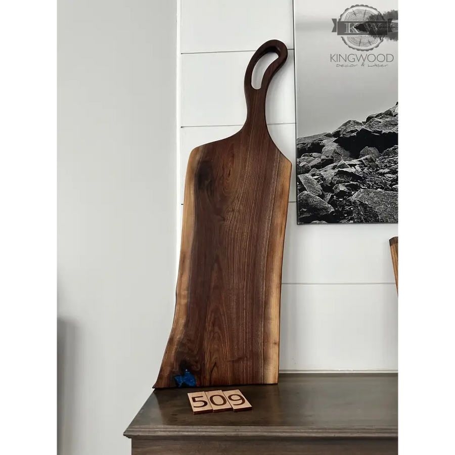 Handcrafted live edge walnut charcuterie board _label_new,
