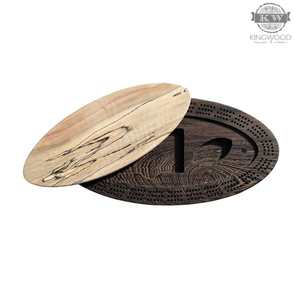 Handcrafted walnut cribbage board with metal pegs