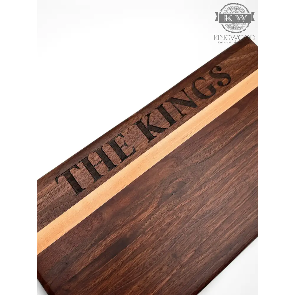 Handcrafted walnut and maple cutting board with food-safe