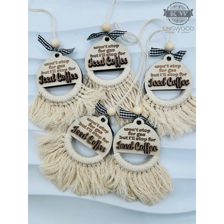 Ice coffee car charm for lovers 3d laser cut, layers,