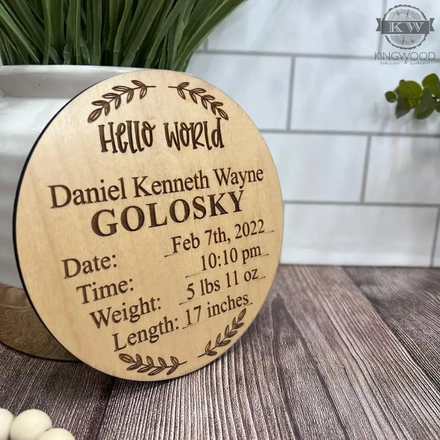 Laser engraved wooden birth stats plaque, ideal decor and cutting board for baby announcements