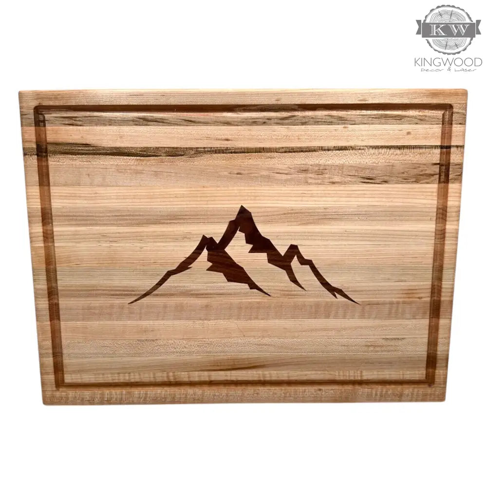 Maple cutting board with mountain inlay for kitchen decor