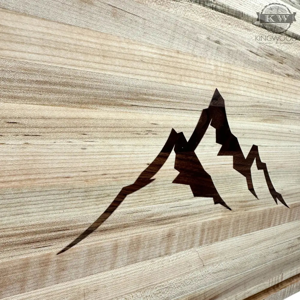 Maple cutting board with mountain inlay for kitchen decor