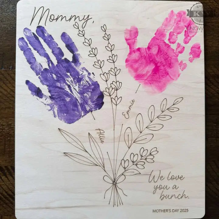 Mother’s day bouquet sign wooden decor for handprint