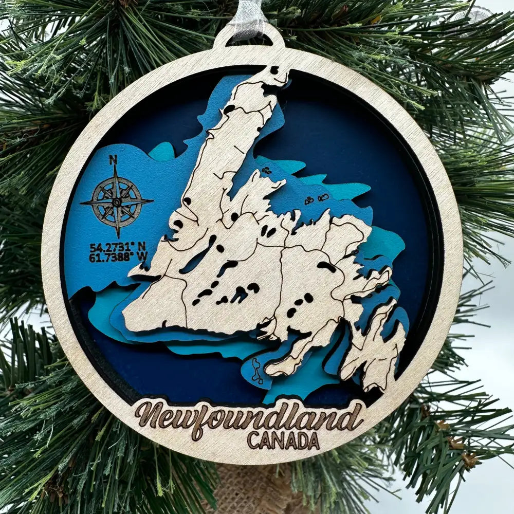 Newfoundland layered ornament with four distinctive layers