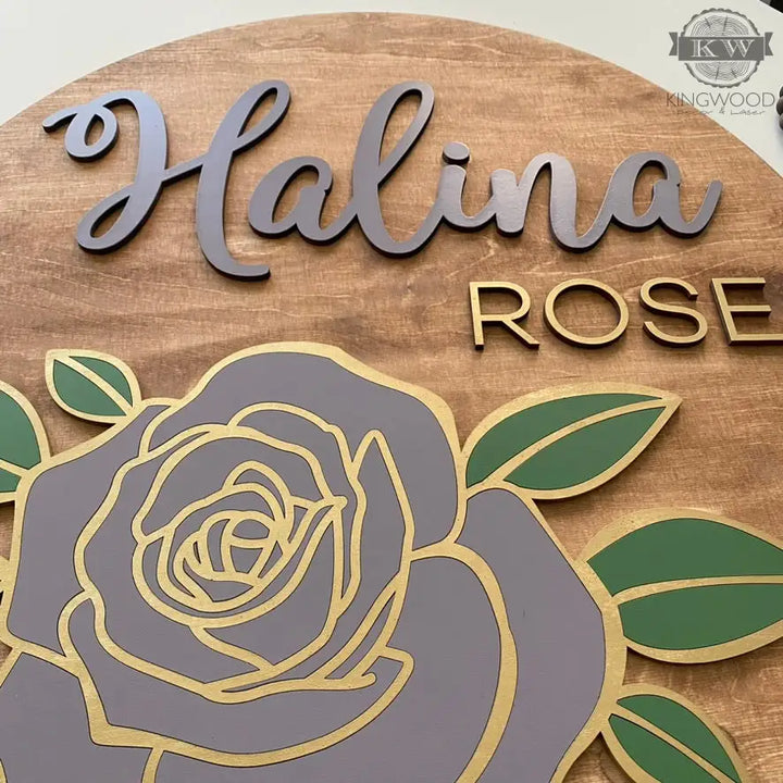 Nursery decor round name sign fort mcmurray 3d laser cut,