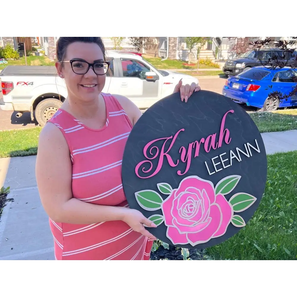 Nursery decor round name sign fort mcmurray 3d laser cut,