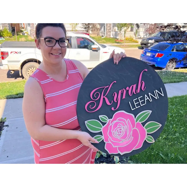 Nursery decor round name sign fort mcmurray 3d laser cut,