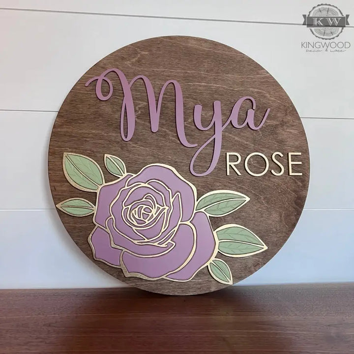 Nursery decor round name sign fort mcmurray 3d laser cut,