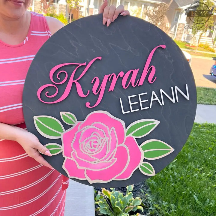 Nursery decor round name sign fort mcmurray 3d laser cut,
