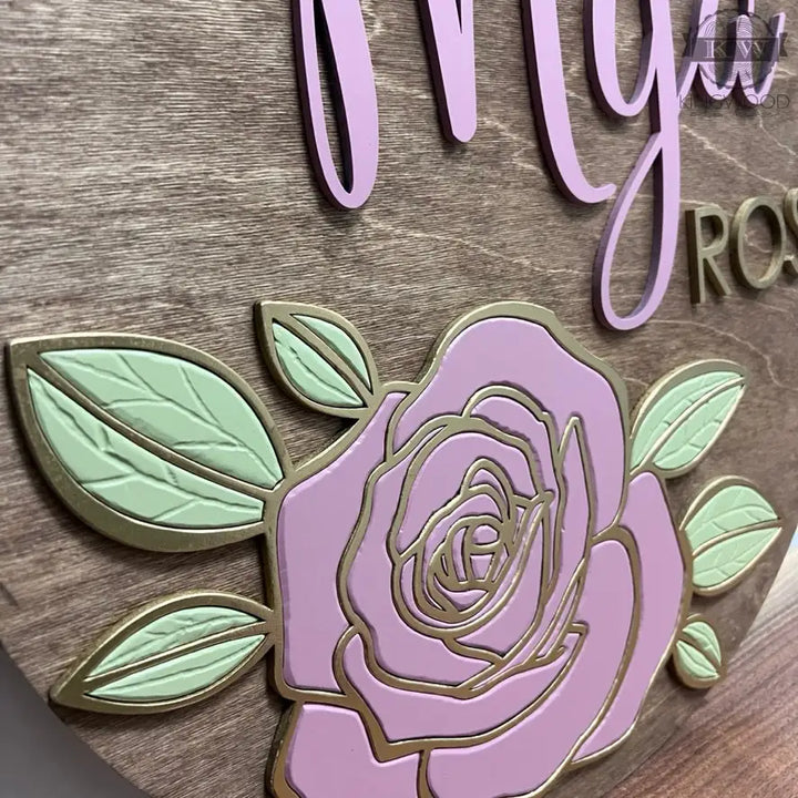 Nursery decor round name sign fort mcmurray 3d laser cut,
