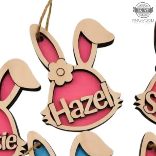 Personalized easter bunny basket tag for baskets and decor