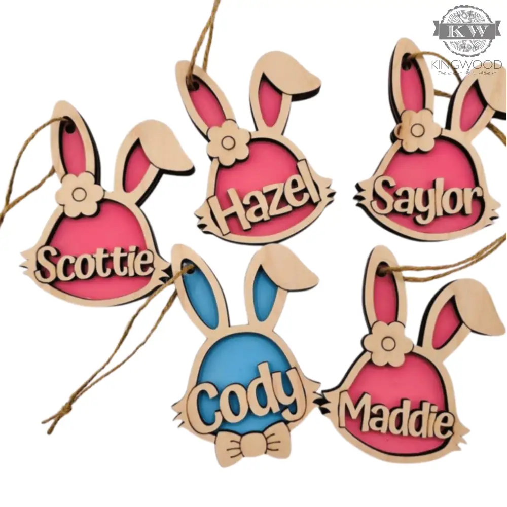 Personalized easter bunny basket tag for baskets and decor