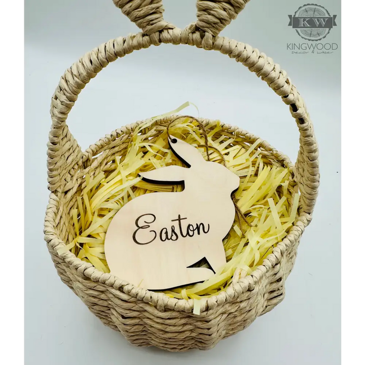 Easter basket with Easter Bunny and personalized name tag for festive gifting