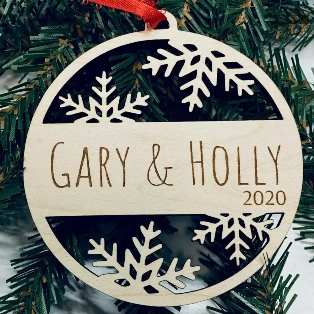 Personalized family name laser engraved christmas ornament